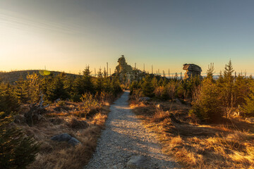Mount Dreisessel sunrise in the Bavarian Forest Nature Park, Bavaria, Germany