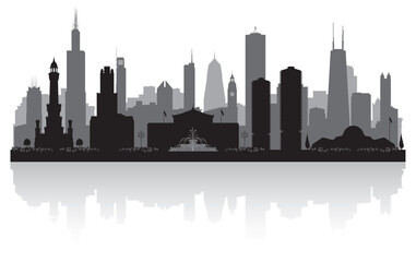 Chicago Illinois city skyline silhouette