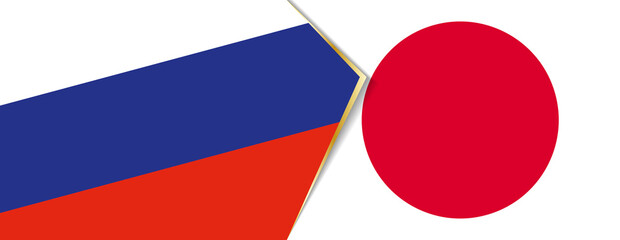 Russia and Japan flags, two vector flags.