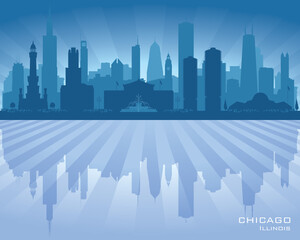 Fototapeta na wymiar Chicago Illinois city skyline vector silhouette