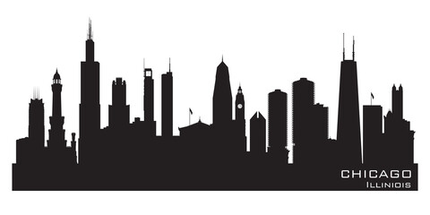 Chicago Illinois city skyline vector silhouette