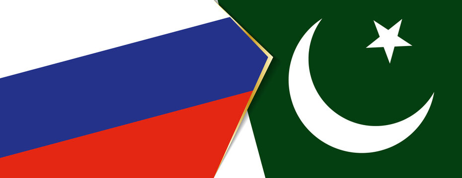 Russia and Pakistan flags, two vector flags.