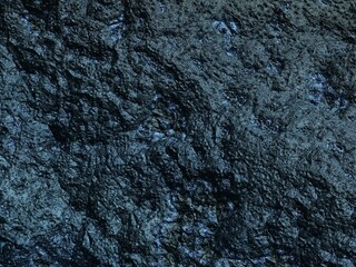 3d illustration, Texture of rough black, dark turquoise stone of unearthly, space origin