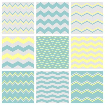 Tile vector pattern set with zig zag print background
