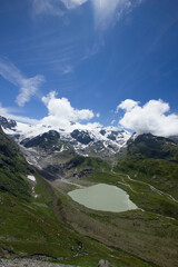 Lake at the alpine pass Susten between Bern and Uri