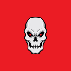 skull head with angry expression isolated in red background