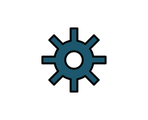 Gear flat icon. Thin line signs for design logo, visit card, etc. Single high-quality outline symbol for web design or mobile app. Gear outline pictogram.