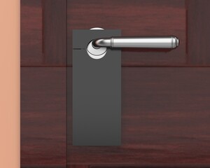 Blank Door hanger flyer white tags for room in hotel, resort, home isolated for design template. 3d render illustration.