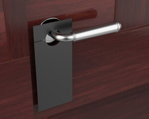 Blank Door hanger flyer white tags for room in hotel, resort, home isolated for design template. 3d render illustration.