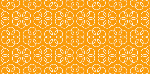 Seamless Flower Pattern, Yellow background, Vector graphics,