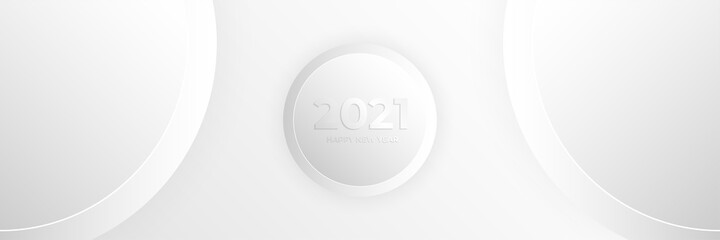 2021 Banner Happy New years. Elegant white with golden line background. Vector design template concept design illustration.