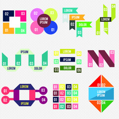 Set of graphics vector flat infographics shapes elements
