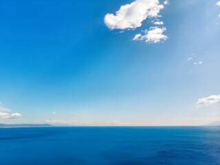 Blue and white sky and sea after storm