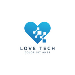 love digital negative space logo design
