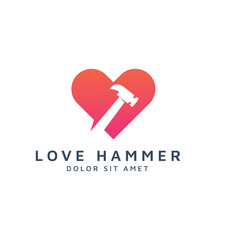 love and hammer negative space logo design