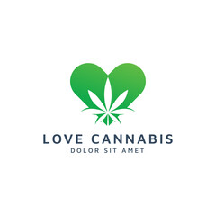 love and cannabis negative space logo design