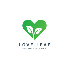 love and leaf negative space logo design