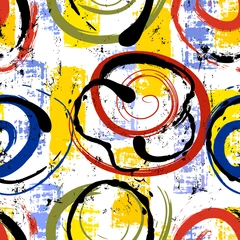 Plexiglas foto achterwand seamless abstract background pattern, with circles/swirls, paint strokes and splashes © Kirsten Hinte