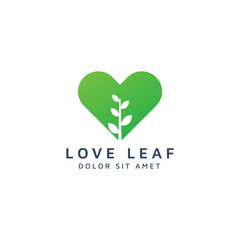 love and leaf negative space logo design