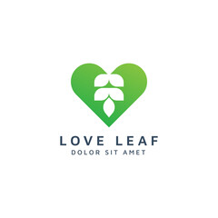 love and leaf negative space logo design
