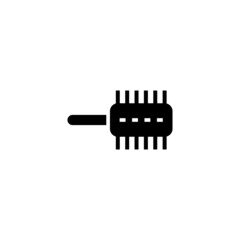 Hair Brush Icon in black flat glyph, filled style isolated on white background
