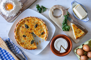 Flaó traditional dessert from Ibiza. The cheesecake is a unique combination of flavors — anise and mint.  The filling is made from fresh cheese (or ricotta and mascarpone), eggs and chopped mint.
