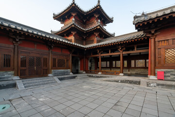 Naklejka premium Ancient Chinese building loft and square, Taiyuan, Shanxi Province, China