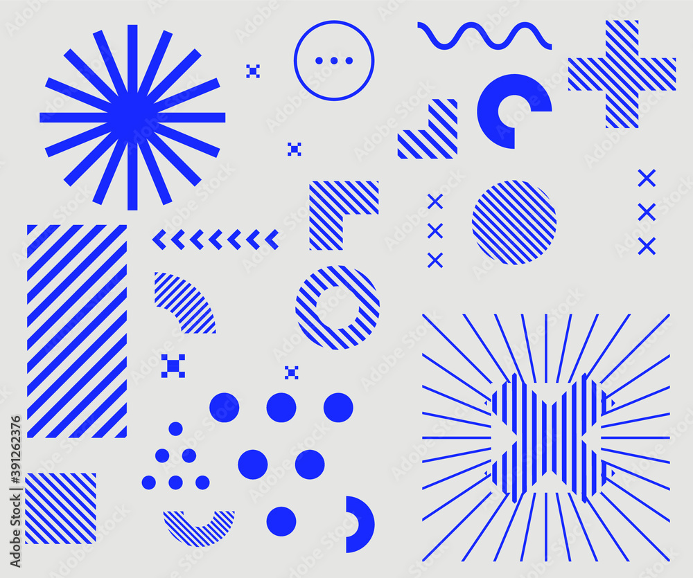 Poster bauhaus inspired graphic design collection with vector abstract elements, lines and bold geometric s