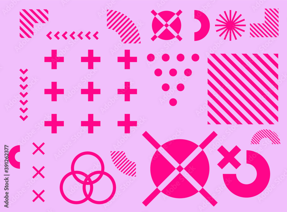 Aufkleber bauhaus inspired graphic design collection with vector abstract elements, lines and bold geometric s
