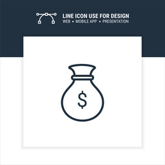 sack money vector symbol outline stroke graphic design single icon illustration