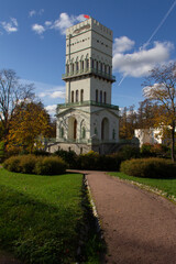 white tower in Alexander Park, Pushkin, Saint Petersburg