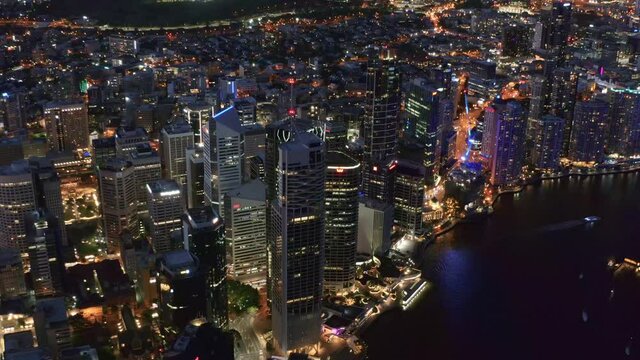 Beautiful Brisbane, Australia during the night -aerial