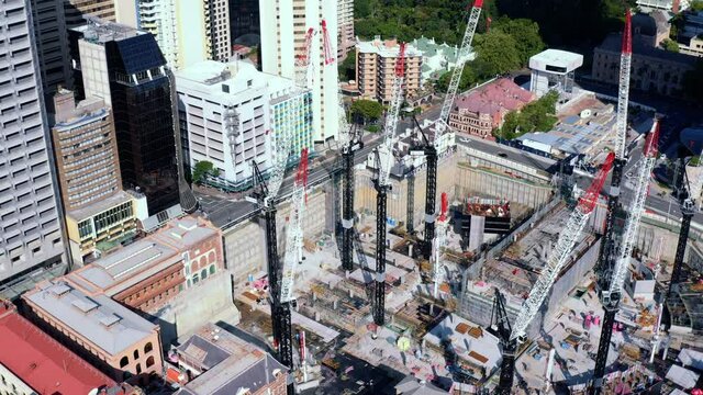 Queen's Wharf Development Site In Brisbane CBD, Queensland - Aerial Orbiting