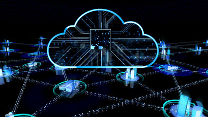 Communication Network Technology City Digital Data information Business 3D illustration