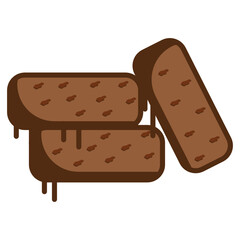 chocolate brownie Concept Vector Icon Design, Baked goods and flour based food Product Symbol on White background, Confectionery items Sign 
