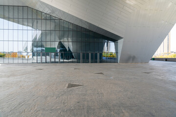 Empty square floor and modern architecture in Taiyuan, Shanxi Province, China