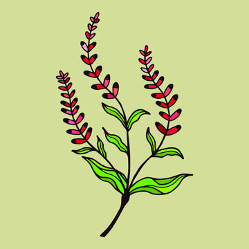 red flowers green leaves on light green clip art preview
