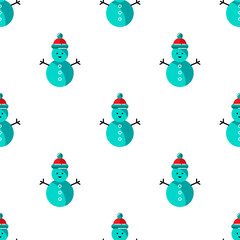 Seamlees pattern with snowman for Merry Christmas and Happy New Year. Vector illustration.