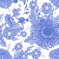 Blue and white flowers pattern