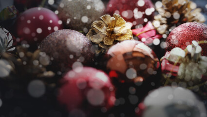 Fototapeta na wymiar Christmas ornaments.2021 Merry Christmas and New Year holidays background.