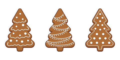 Christmas tree gingerbread cookie. Vector illustration.