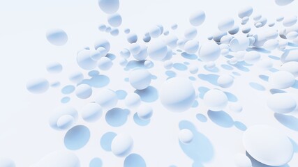 Abstract winter background of white balls in space 3d illustration