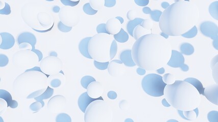 Abstract winter background of white balls in space 3d illustration