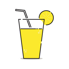 vector illustration of glass of lemon drink on white background
