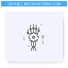 Biomechanics line icon. Mechanical artificial limb. Robotic arm prosthesis.Biomedical engineering, nanotechnology and medical science innovations concept. Isolated vector illustration.Editable stroke 
