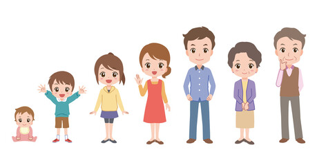Full body illustrations of various families