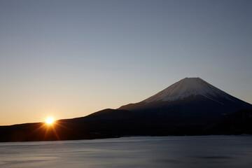 本栖湖から富士山の日の出