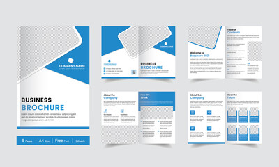 Multipage business brochure design template, 8 pages professional business profile design