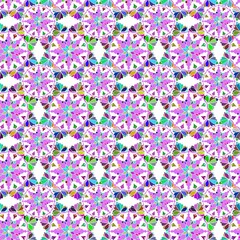 colorful seamless floral pattern in lilac tones. monochrome repeating round ornament.