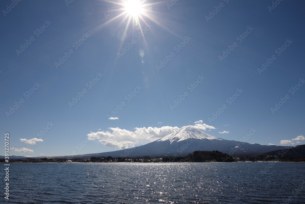 Sticker 河口湖から望む富士山